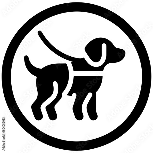 Black and White Illustration of Pets on a Leash Symbol