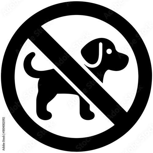 Black and White Illustration of No Pets Allowed Symbol