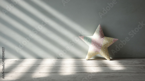 charming star in pastel polka dots against smooth wooden wall creates whimsical atmosphere