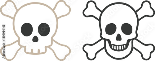 Black vector skull and crossbones icon illustration symbol for death, danger, pirate, or Halloween warning sign design