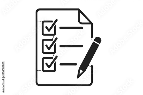 Document checklist with completed tasks and a pencil for editing or marking items