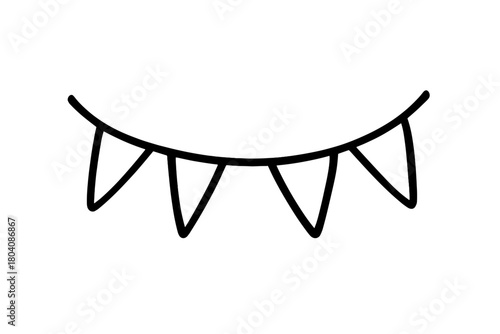 Minimalist hand drawn doodle style party bunting garland decoration element for festive events