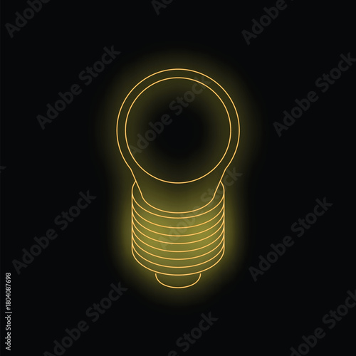 Neon yellow light bulb glowing on a dark background, representing an idea or solution