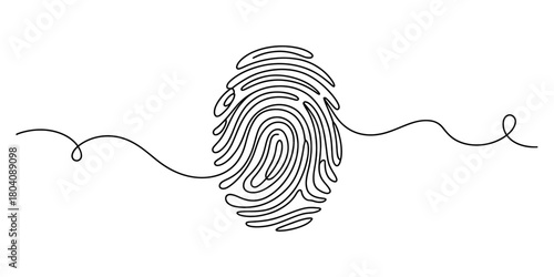Continuous line drawing of a fingerprint. simple design of biometrics identification concept. human identity and security authentication system