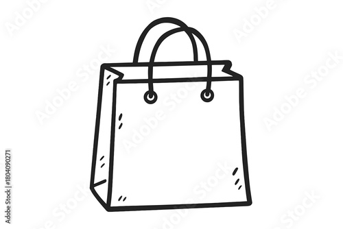 Simple black empty paper shopping bag with handles for retail and gifts