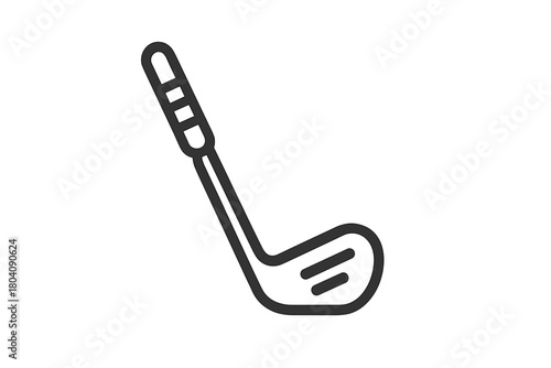 Simple black and white outline drawing of a golf club or iron, essential equipment for the sport of golf