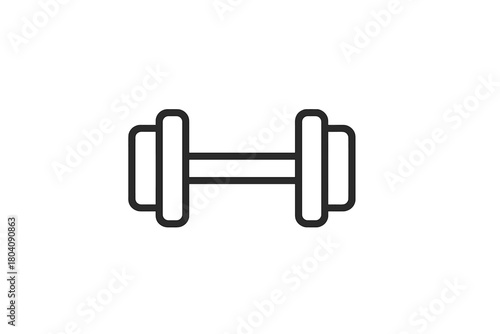 Minimalist outline dumbbell icon representing fitness, strength, and weight training