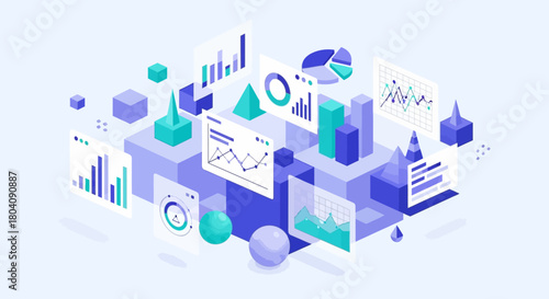 Data Visualization Modern Charts and Graphs Illustrating Business Analytics and Statistics