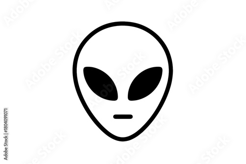 Minimalist black and white extraterrestrial alien head symbol