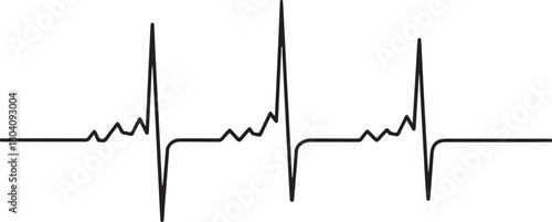 Black ecg line isolated on white background, representing heart health and monitoring