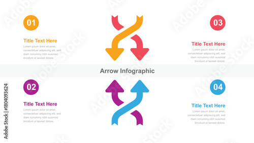 Colorful Arrow Process Infographic with Steps and Intertwined Arrows for Data Presentation