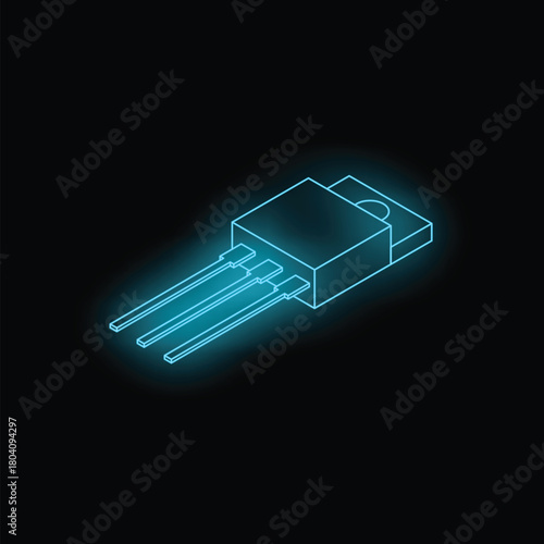 Neon blue microchip representing technological advancement and innovation in electronic components