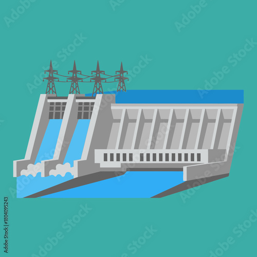 A hydroelectric dam with water flowing through it.