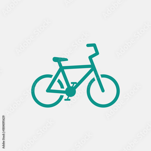Teal bicycle icon on a light gray background.