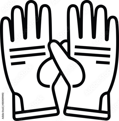 Work Gloves Line Icon - Protective Hand Safety Vector Symbol