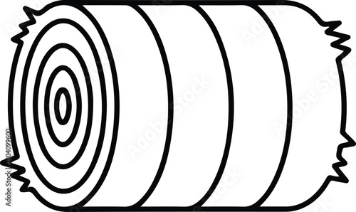 Hay Bale Line Icon - Farm Agriculture Fodder Vector Symbol