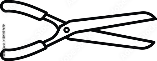 Hedge Shears Line Icon - Garden Pruning Clippers Vector Symbol
