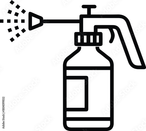 Spray Bottle Line Icon - Cleaning Disinfectant Vector Symbol