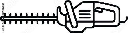 Hedge Trimmer Line Icon - Electric Garden Pruning Tool Vector Symbol
