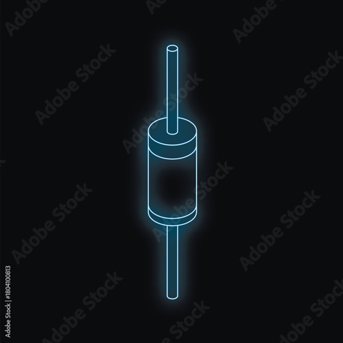 Glowing neon blue electrical fuse preventing short circuits and overloads in electrical systems, ensuring safety and functionality