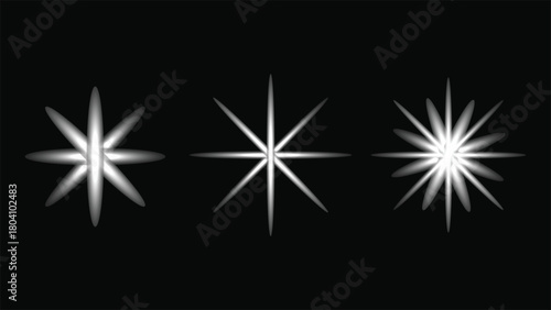 Bright Starbursts on Black Background
