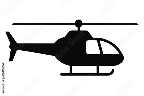 Helicopter black icon, Military helicopter silhouette art
