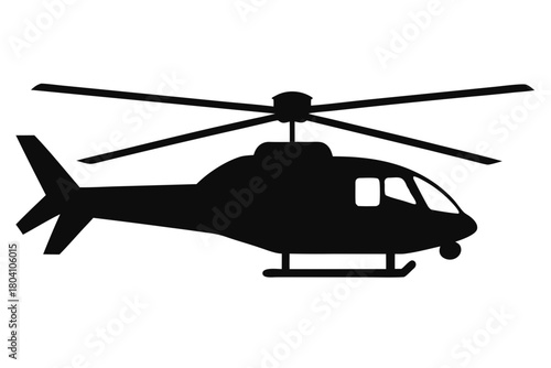 Helicopter black icon, Military helicopter silhouette art
