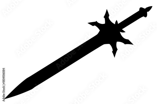 Sword icon silhouette vector, Ancient sword icon black symbol
