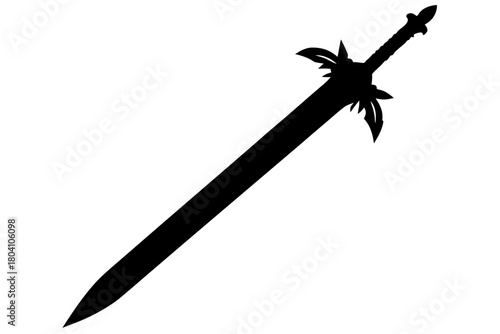 Sword icon silhouette vector, Ancient sword icon black symbol
