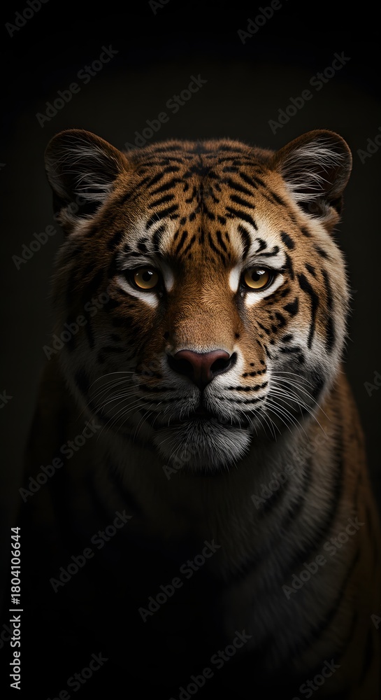 Obraz premium Tiger Close-up Portrait, Animal Face with Stripes and Intense Eyes