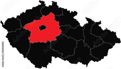 Vector Map of Central Bohemia Region on Czech Republic