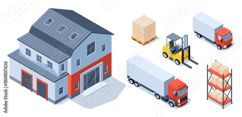 An Informative Overview of Warehouse and Logistics Equipment Illustrated in Creative Pixel Art Style