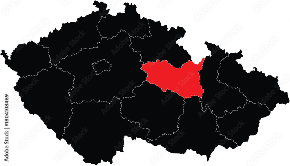 Obraz premium Vector Map of Pardubice Region on Czech Republic