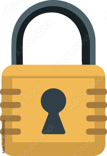 Yellow padlock with dark gray shackle on a light gray background