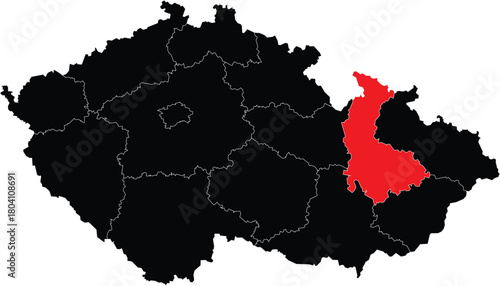 Vector Map of Olomouc Region on Czech Republic