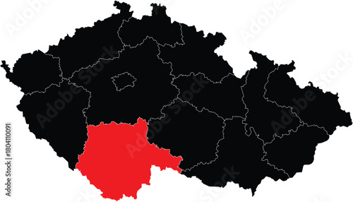 Vector Map South Bohemia Region on Czech Republic