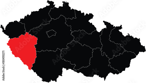 Vector Map Pizen Region on Czech Republic