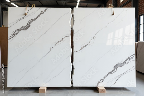 Cracked Marble Panel with Raw Edges