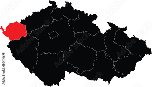  Vector Map Karlovy Vary Region on Czech Republic