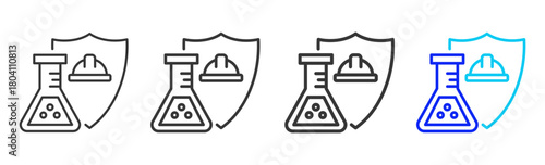 Chemical Protection Icon Set Collection in Creative Outline Style for Business Featuring Multiple Thickness Variations Perfect for Workplace Health and Safety Design