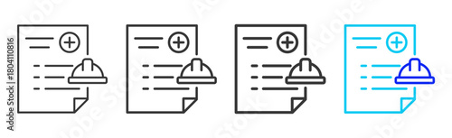 Incident Report Icon Set Collection in Creative Outline Style for Business Featuring Multiple Thickness Variations Perfect for Workplace Health and Safety Design