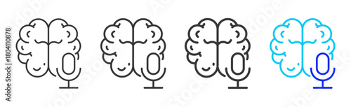 Mind Communication Icon Set Collection in Creative Outline Style for Business Featuring Multiple Thickness Variations Perfect for Workplace Health and Safety Design