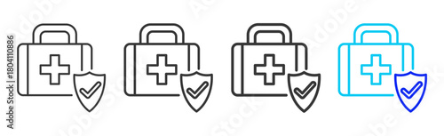 safety firstaid Icon Set Collection in Creative Outline Style for Business Featuring Multiple Thickness Variations Perfect for Workplace Health and Safety Design