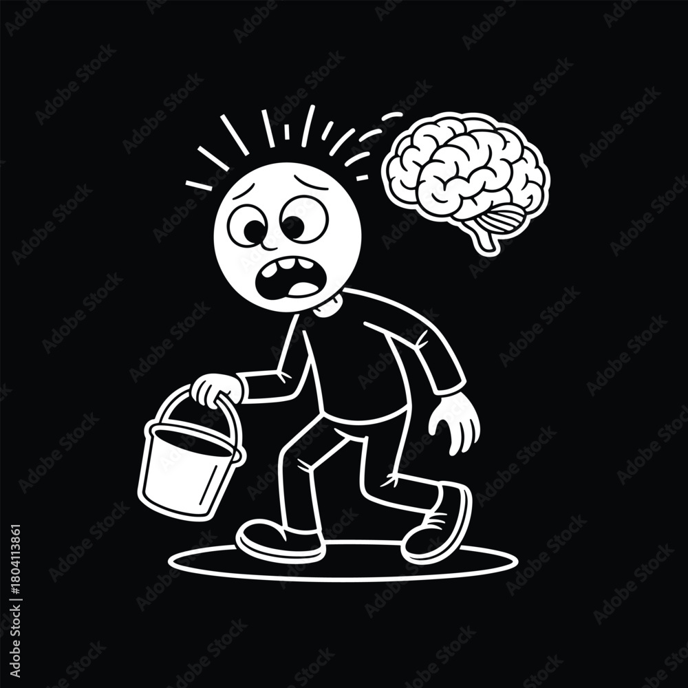 Obraz premium Mental Fatigue Cartoon Vector