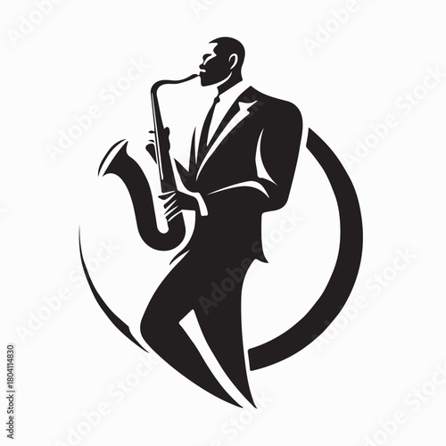 Saxophone Player Jazzman Logo Vector isolated on white background