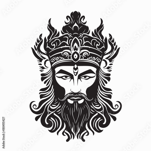 Vintage Marduk God Portrait Vector Illustration on white background