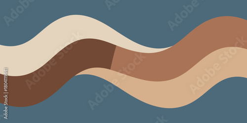 A wavy abstract background with shades of brown and beige on a muted blue backdrop in a simple design