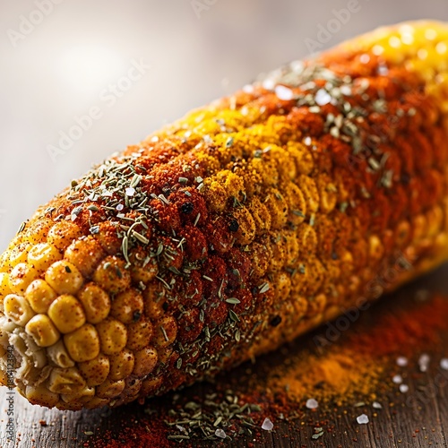 Corn with colorful spices