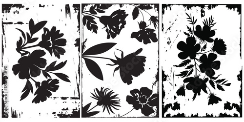 black texture flower background in illustration