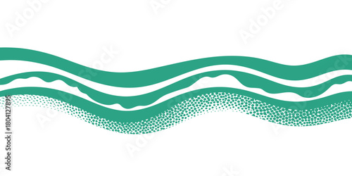 Abstract green wavy lines and dotted pattern on white background creating a modern design element look